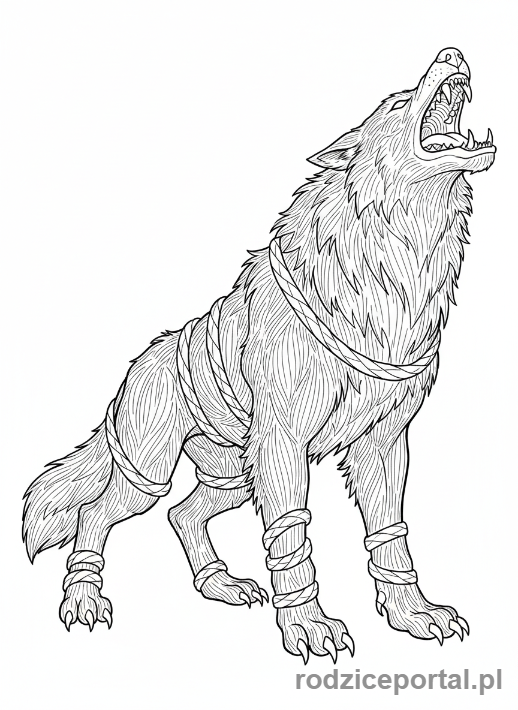 Kolorowanka Nordycka Mitologia - Wilk Fenrir