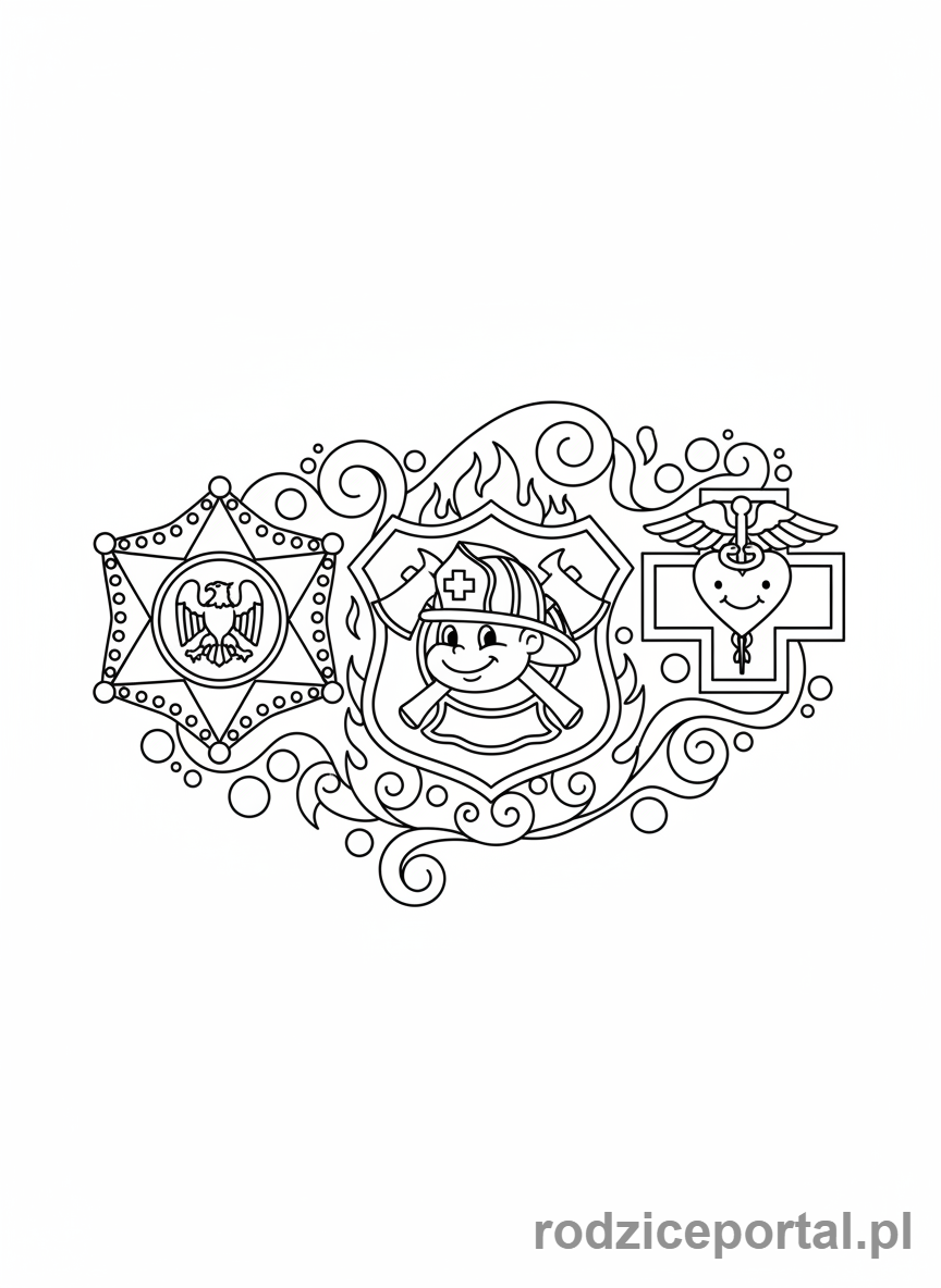 Kolorowanka Numer Alarmowy - Alarmowe symbole