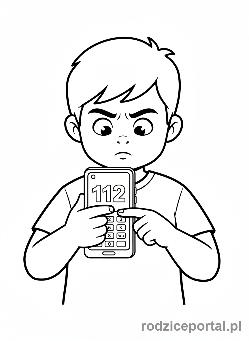 Kolorowanka Numer Alarmowy - Dziecko dzwoni 112