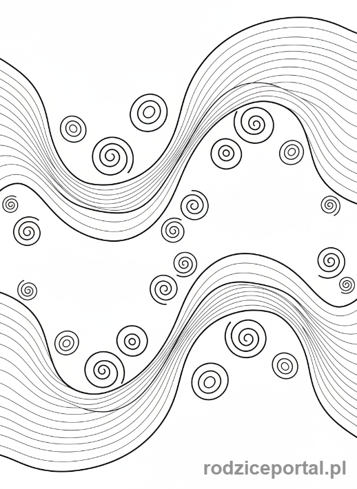 Kolorowanka Oddech Ćwiczenia - Abstrakcyjne linie oddechu