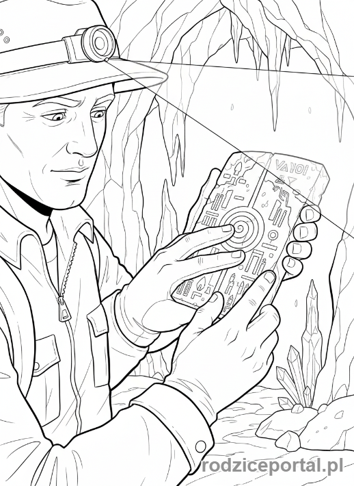 Kolorowanka Odkrywca - Odkrywca odkrywający artefakt