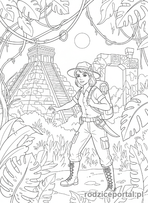 Kolorowanka Odkrywca - Odkrywczyni w dżungli