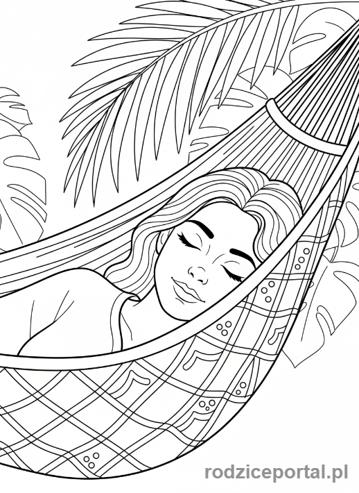 Kolorowanka Odpoczynek Mentalny - Drzemka na hamaku