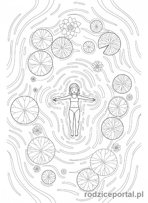 Kolorowanka Odpoczynek Mentalny - Pływanie w jeziorze