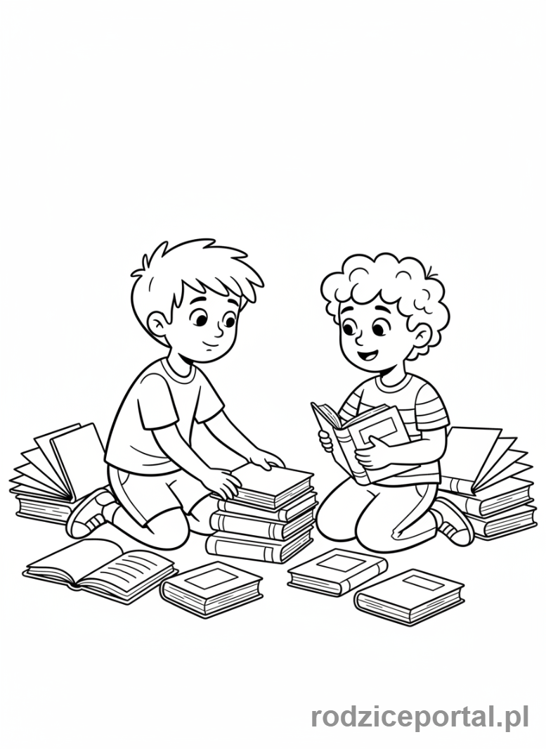 Kolorowanka Odpowiedzialność - Chłopiec pomaga koledze