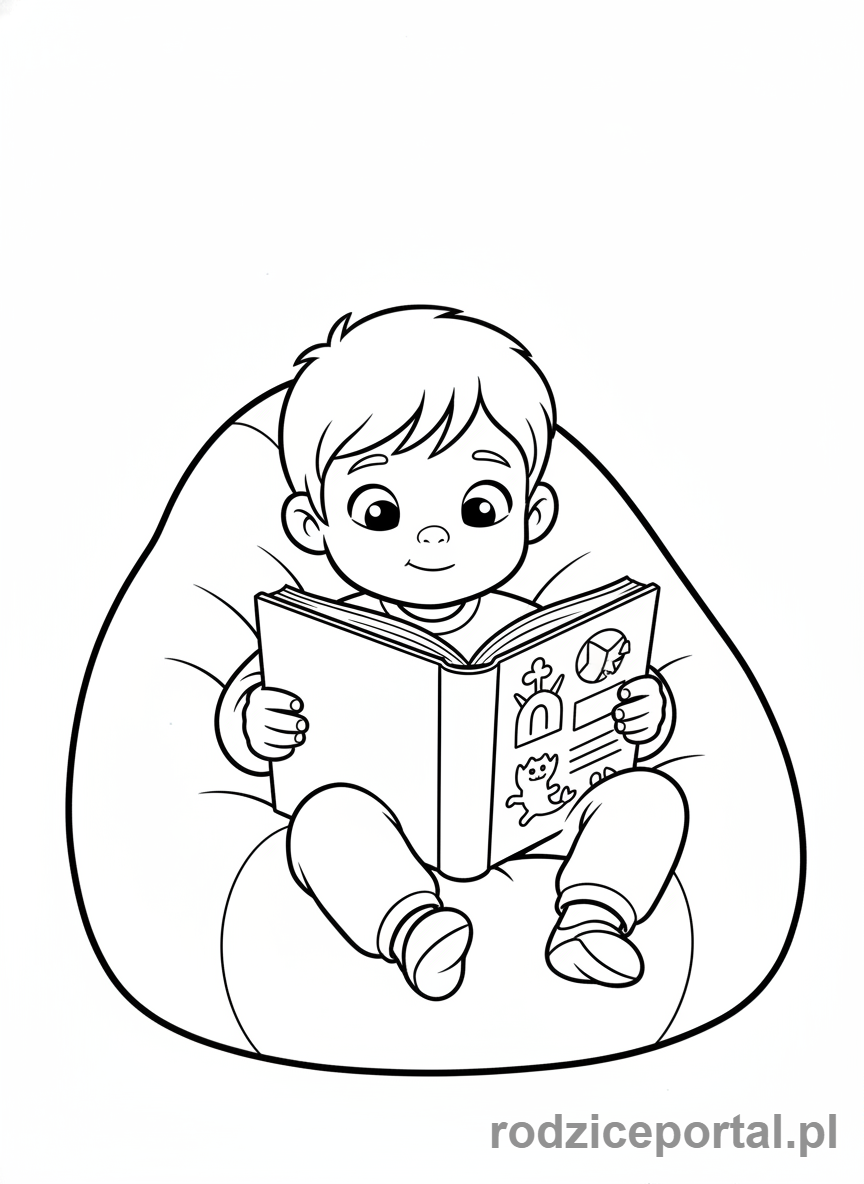 Kolorowanka Offline Zabawy - Dziecko czyta książkę