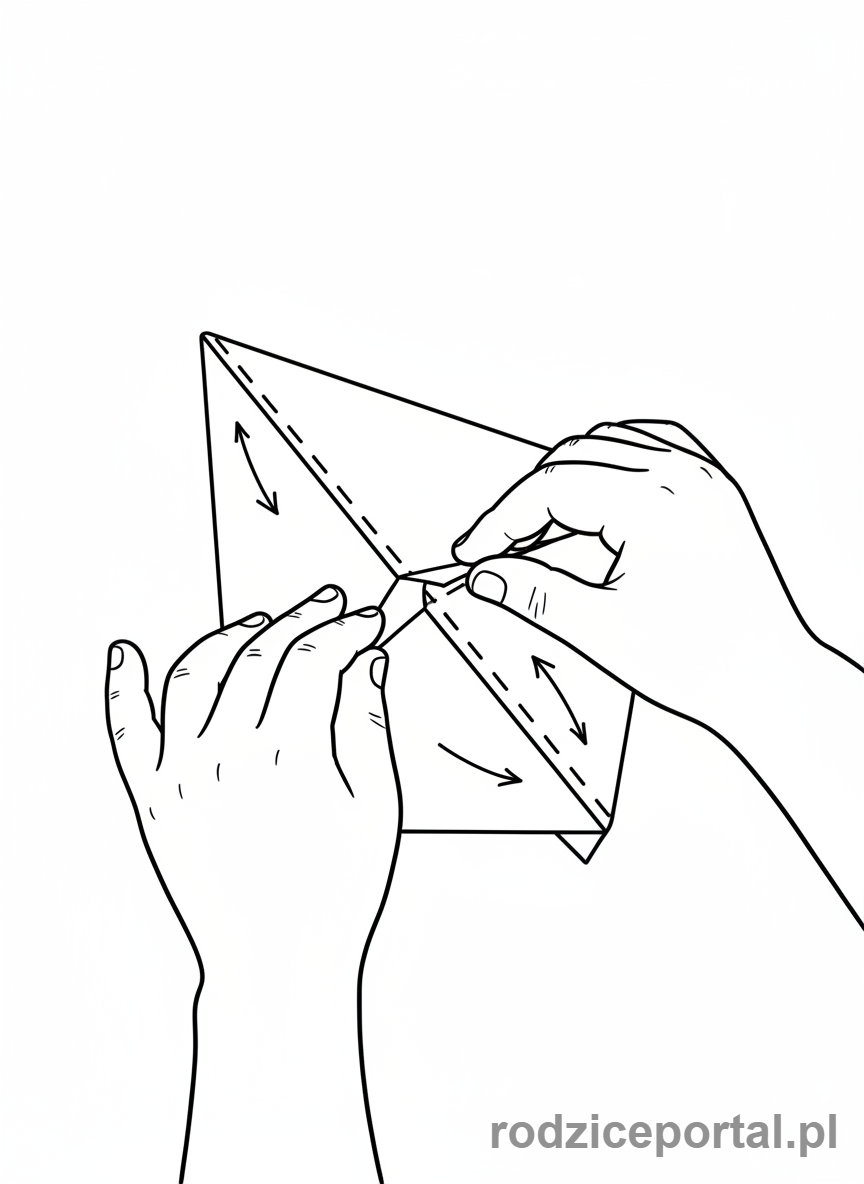Kolorowanka Offline Zabawy - Dziecko składa samolot z papieru