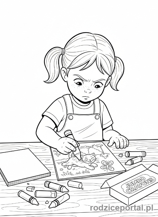 Kolorowanka Offline Zabawy - Dziewczynka rysuje obrazek