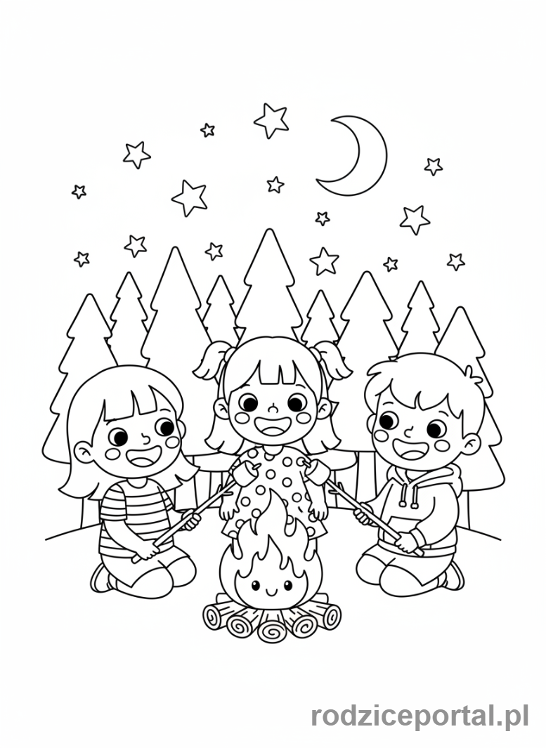 Kolorowanka Ognisko - Ognisko i dzieci