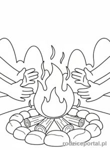 Kolorowanka Ognisko - Przytulne ognisko