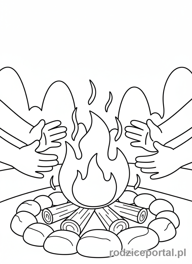 Kolorowanka Ognisko - Przytulne ognisko