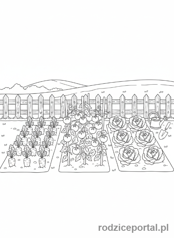Kolorowanka Ogród - Grządka warzywna