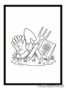 Kolorowanka Ogród - Narzędzia ogrodnika