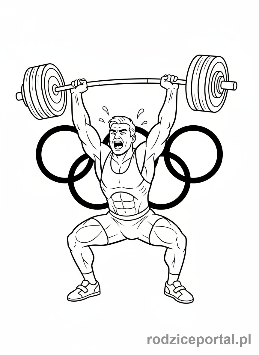 Kolorowanka Olimpijczyk - Ciezarowiec podnosi