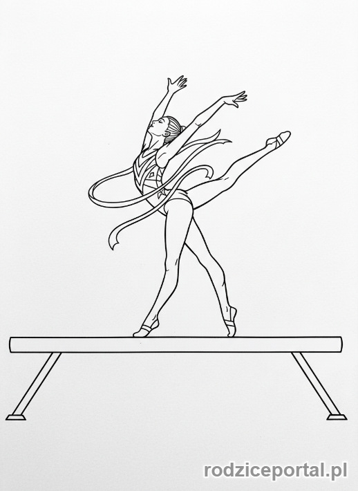 Kolorowanka Olimpijczyk - Gimnastyczka na belce