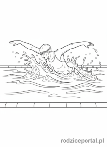 Kolorowanka Olimpijczyk - Plywak w wodzie
