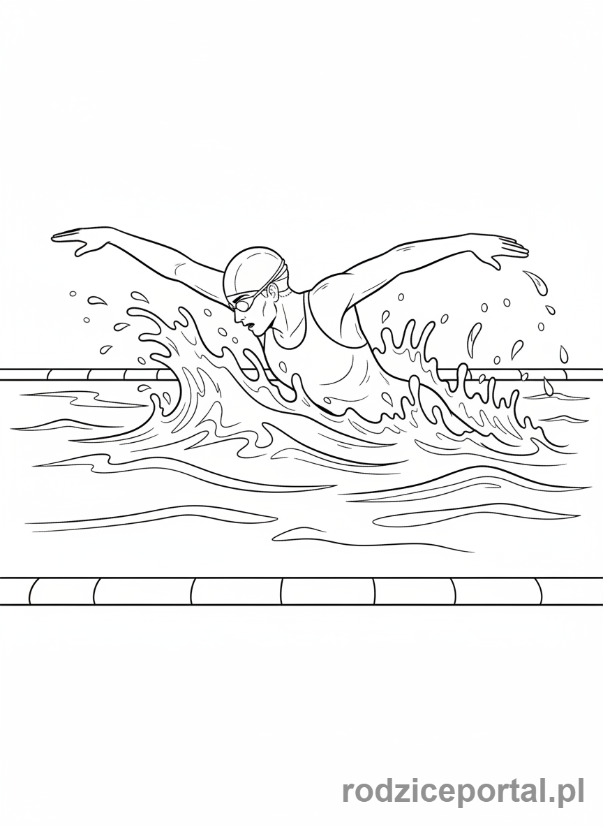 Kolorowanka Olimpijczyk - Plywak w wodzie
