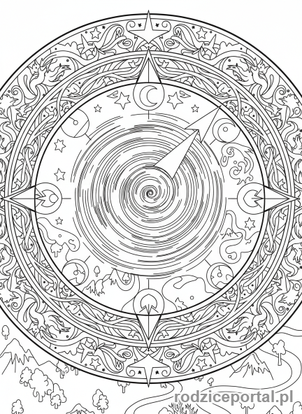 Kolorowanka Opowiadanie Historii - Magiczny kompas