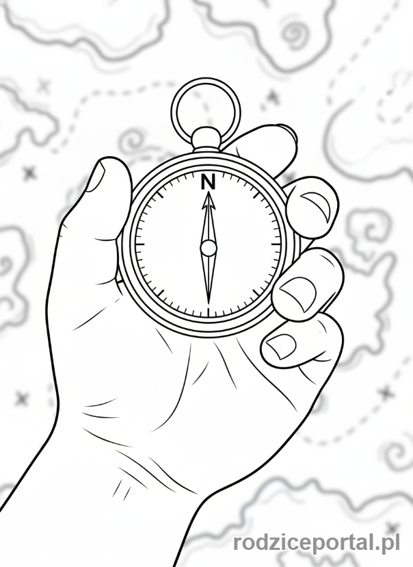 Kolorowanka Orientacja W Terenie - Zblizenie na kompas