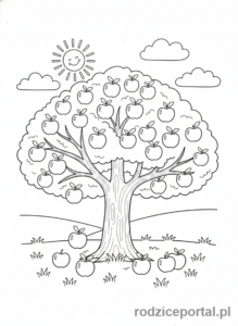 Kolorowanka Owoce - Drzewo owocowe