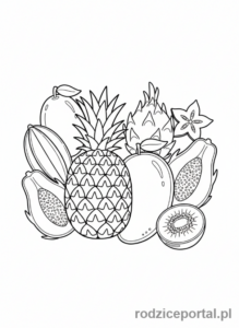 Kolorowanka Owoce - Egzotyczne owoce