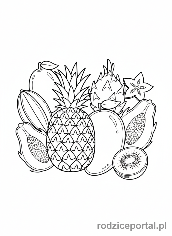 Kolorowanka Owoce - Egzotyczne owoce