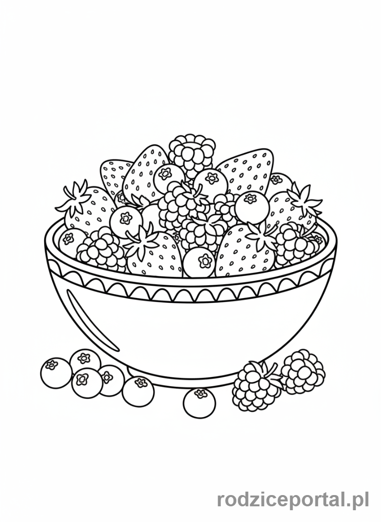 Kolorowanka Owoce - Miska jagód
