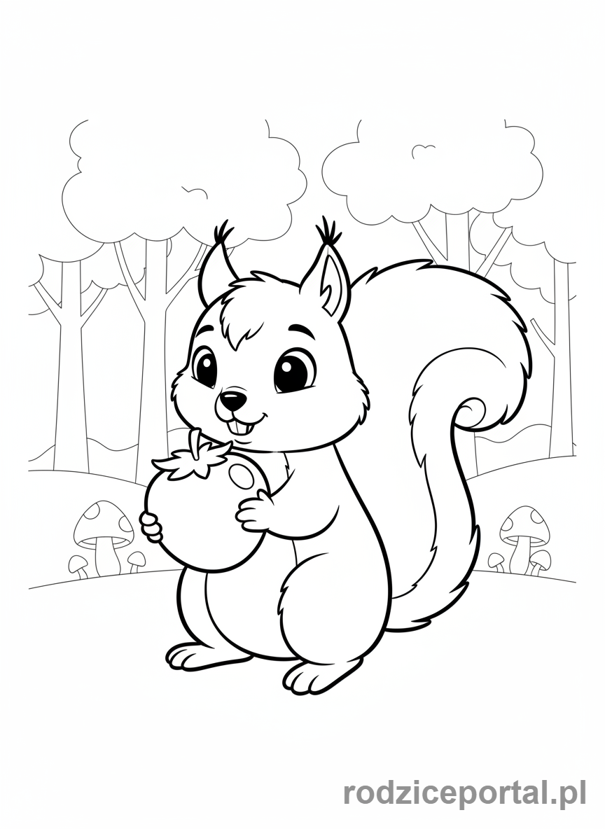 Kolorowanka Owoce - Wiewiórka z jagodą