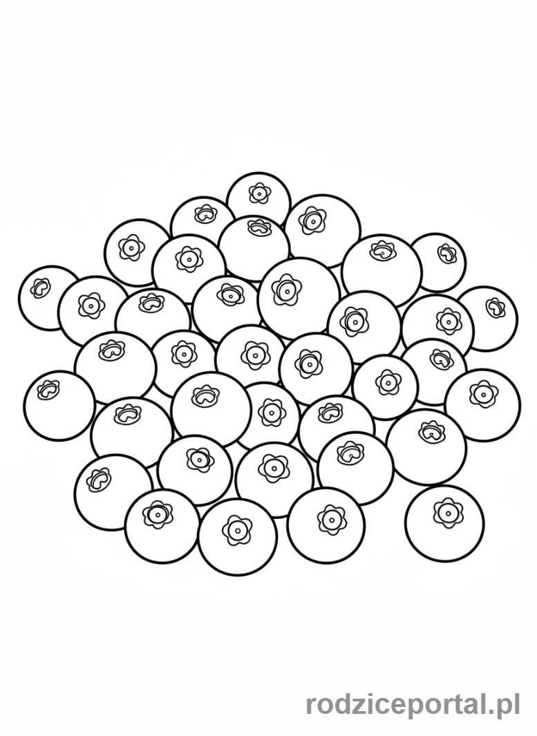 Kolorowanka Owoce Zdrowe - Garść borówek