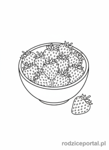Kolorowanka Owoce Zdrowe - Miska pełna truskawek