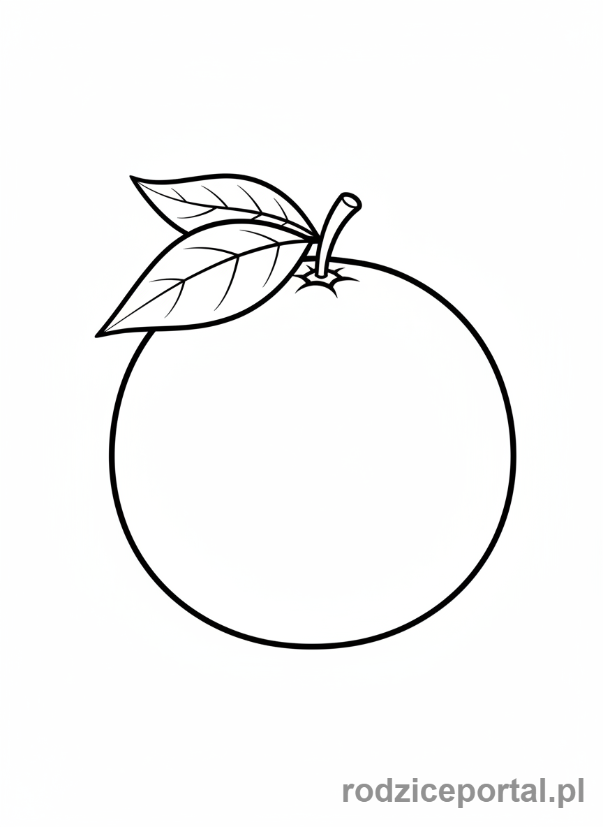 Kolorowanka Owoce Zdrowe - Soczysta pomarańcza z liśćmi