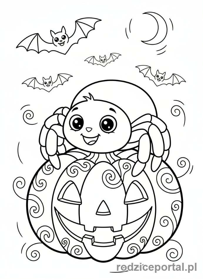 Kolorowanka Pająk - Pajak na dyni Halloween