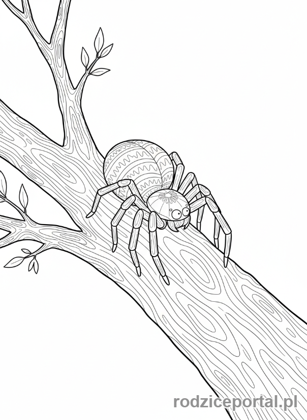 Kolorowanka Pająk - Pajak na galezi