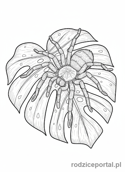 Kolorowanka Pająk - Pajak na lisciu