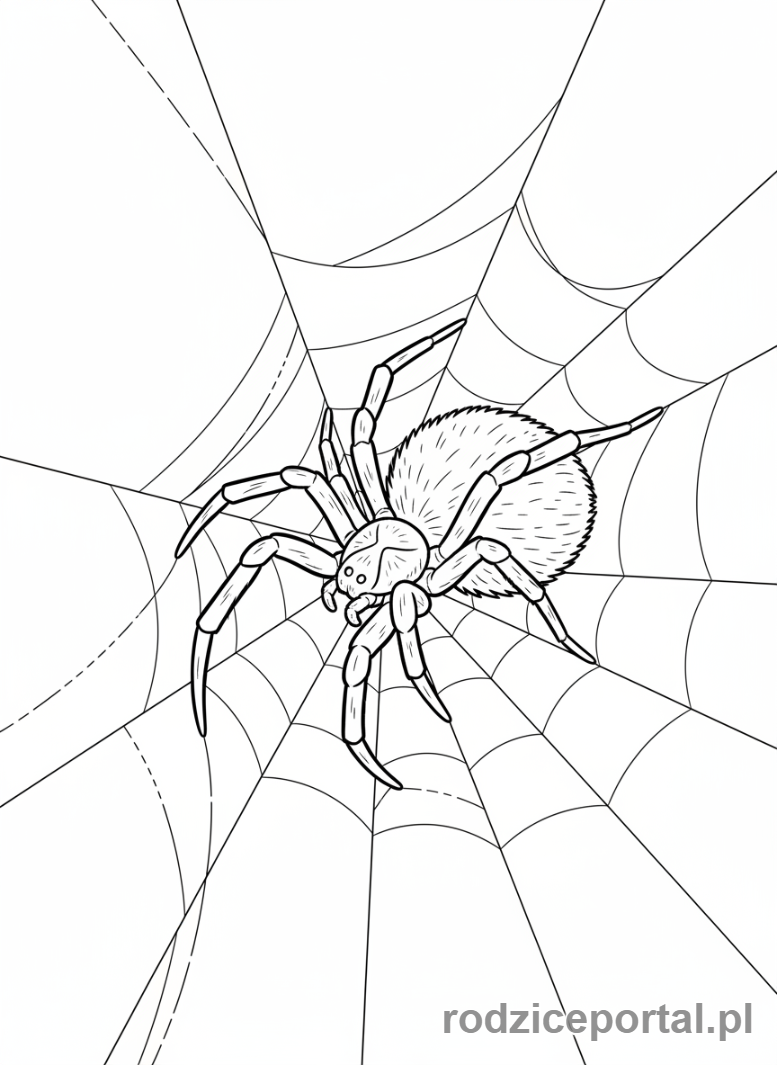 Kolorowanka Pająk - Pajak tkajacy siec