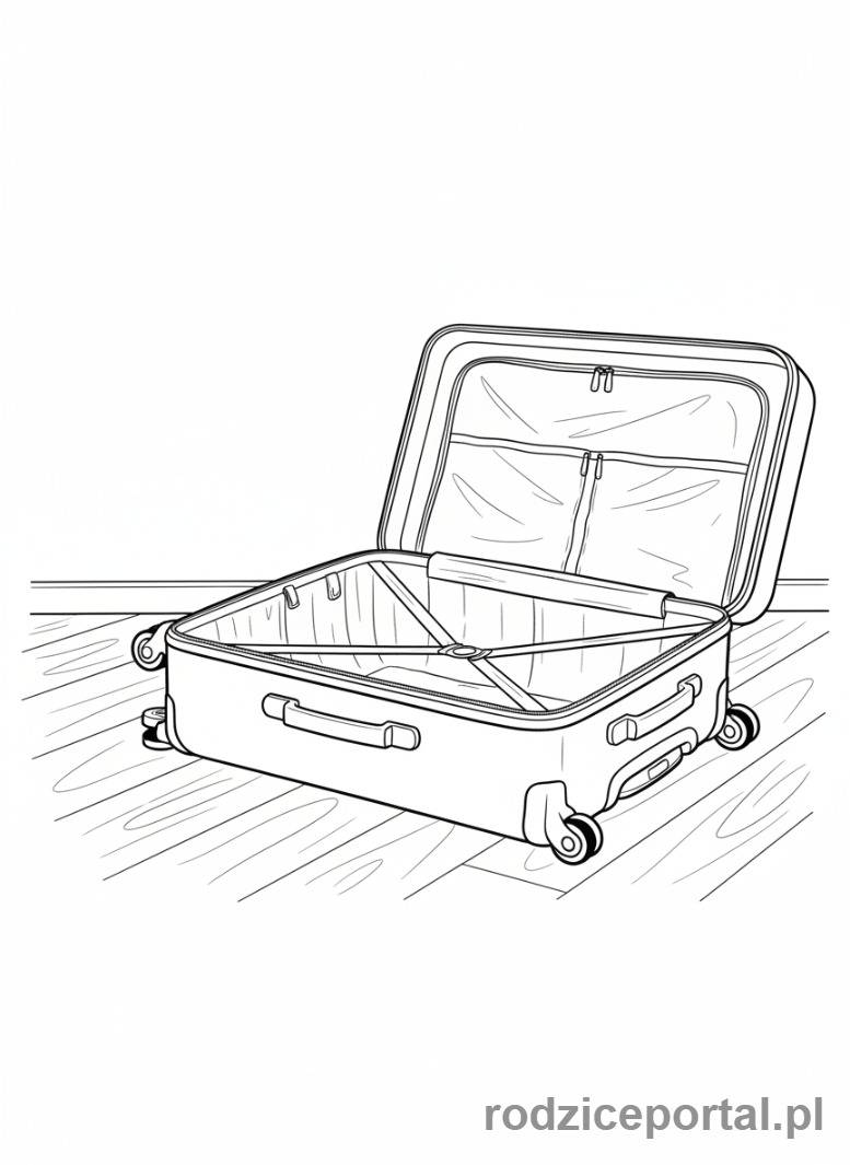 Kolorowanka Pakowanie Walizki - Pusta walizka gotowa do spakowania