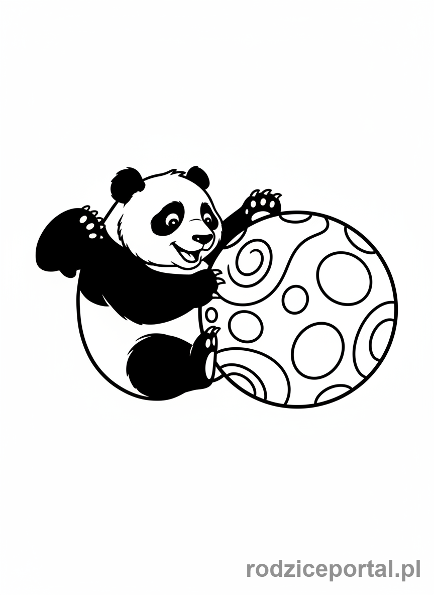 Kolorowanka Panda - Panda bawi się piłką