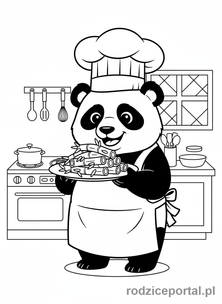 Kolorowanka Panda - Panda kucharz