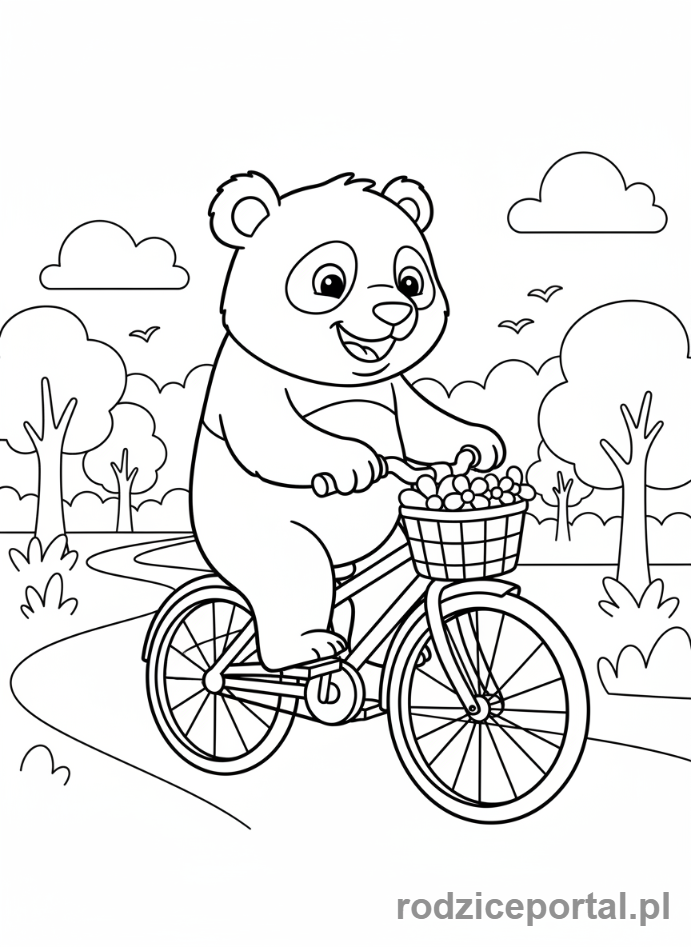 Kolorowanka Panda - Panda na rowerze