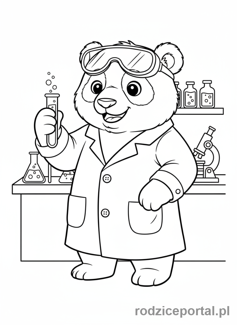 Kolorowanka Panda - Panda naukowiec