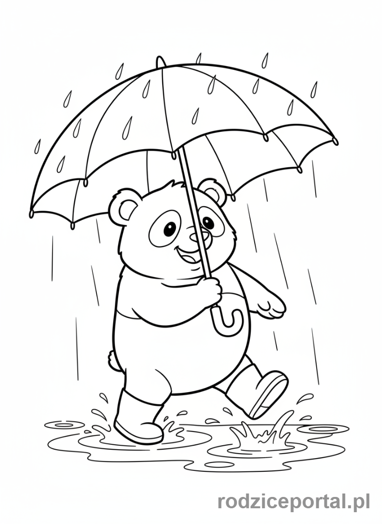 Kolorowanka Panda - Panda pod parasolem