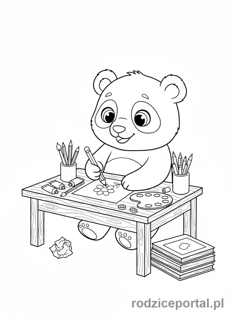 Kolorowanka Panda - Panda rysująca
