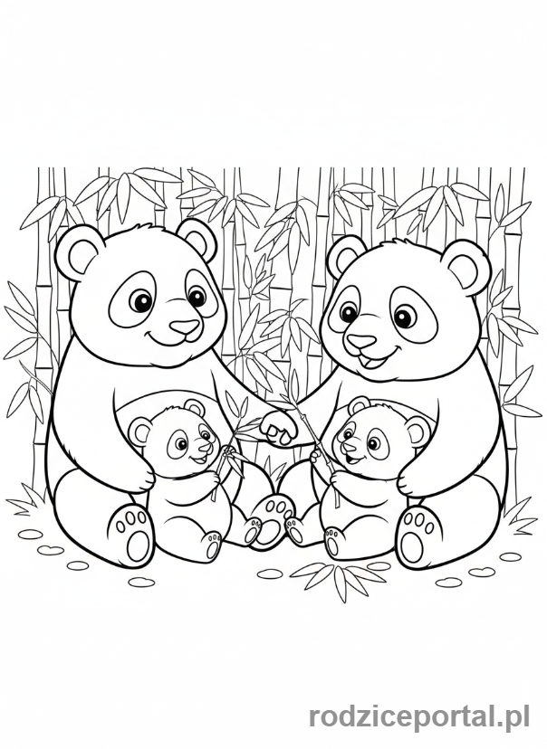 Kolorowanka Panda - Rodzina pand