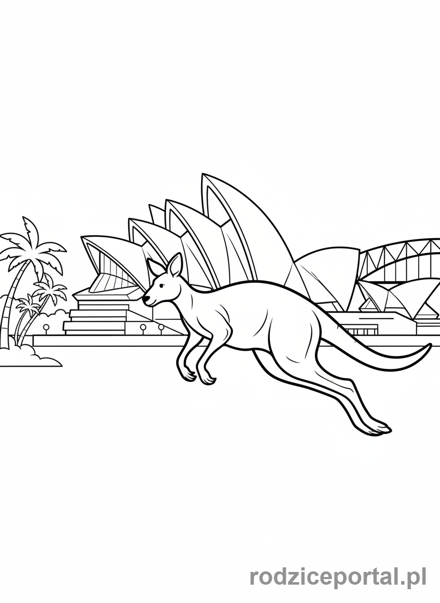 Kolorowanka Państwa Świata - Kangur i Opera Sydney