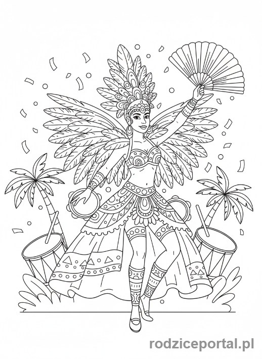 Kolorowanka Państwa Świata - Karnawal w Brazylii