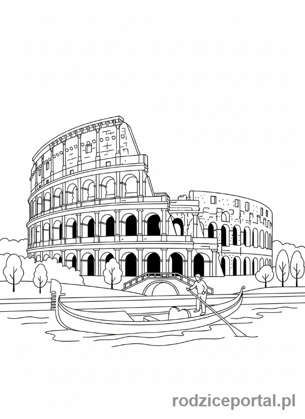 Kolorowanka Państwa Świata - Koloseum i gondola