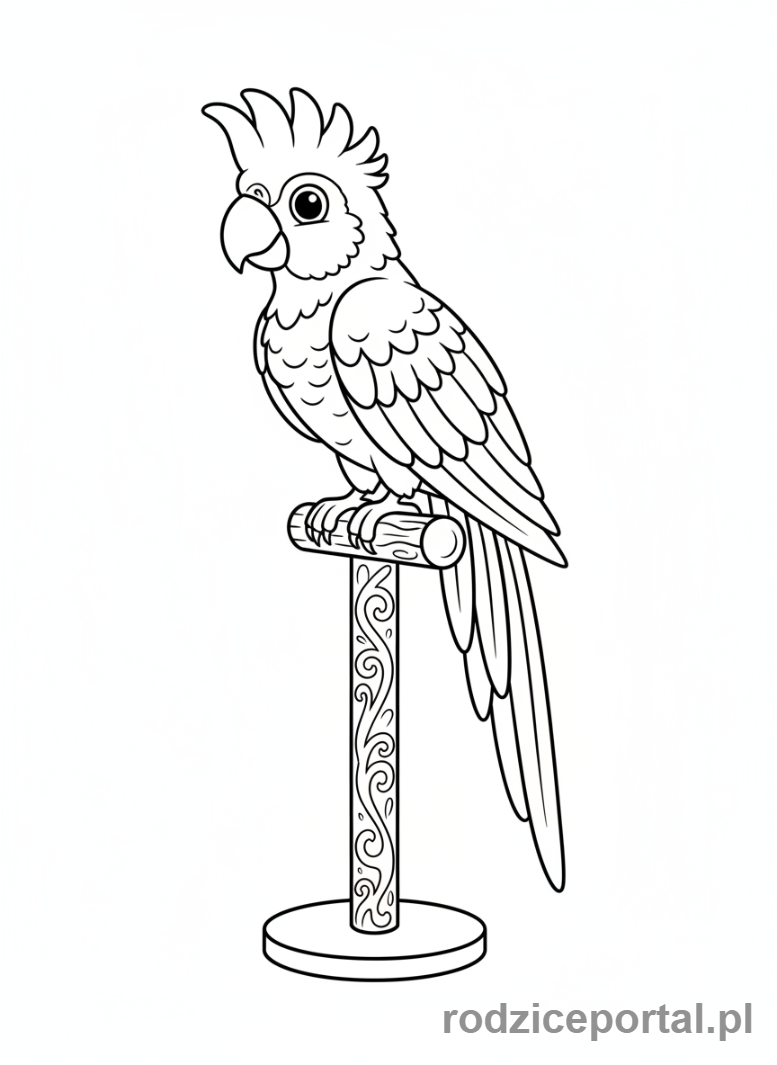 Kolorowanka Papuga - Majestatyczna papuga cała