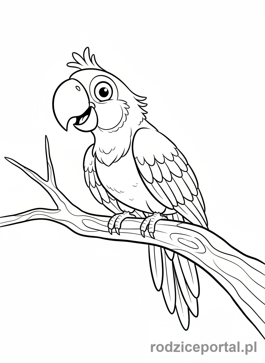 Kolorowanka Papuga - Papuga na gałęzi portret