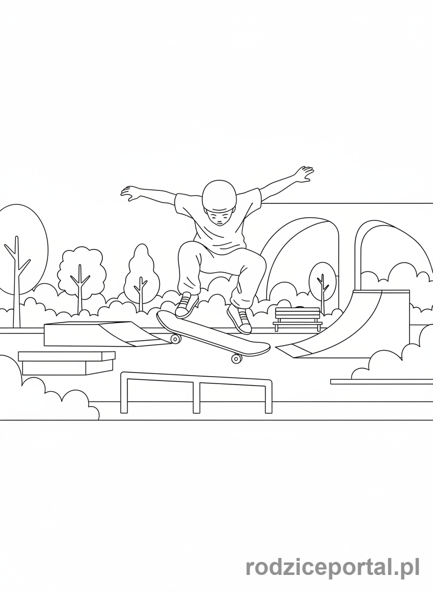 Kolorowanka Pasje - Chłopiec na deskorolce