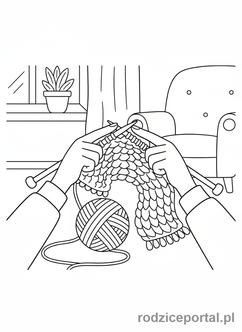 Kolorowanka Pasje - Osoba dziergająca szalik